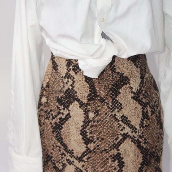 Women's HM Snake Print Brown Zipper Tube Mini Skirt - Size 4 - Mint Condition - Picture 6 of 9